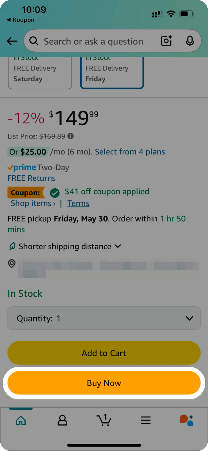 Option One - Buy Now step 3